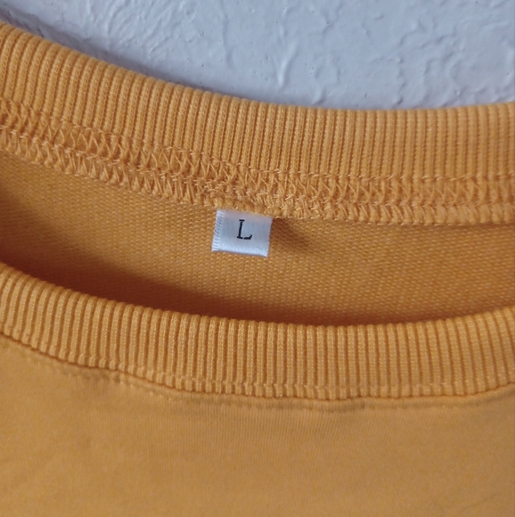 Mustard Yellow Solid Crew-Neck Pullover Sweatshirt - Picture 2 of 5
